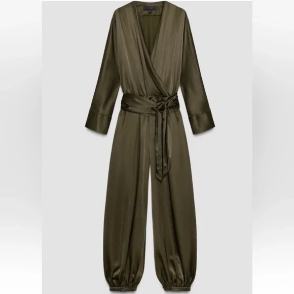 Zara NWT satin effect bloomer jumpsuit ZW Collection 9018/680 - Picture 4 of 13